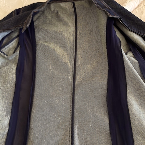 Vintage Gucci Denim Moto Jacket Dark Wash Zip Front Sheer Panel Inserts EUC Sz 8 - Picture 7 of 9